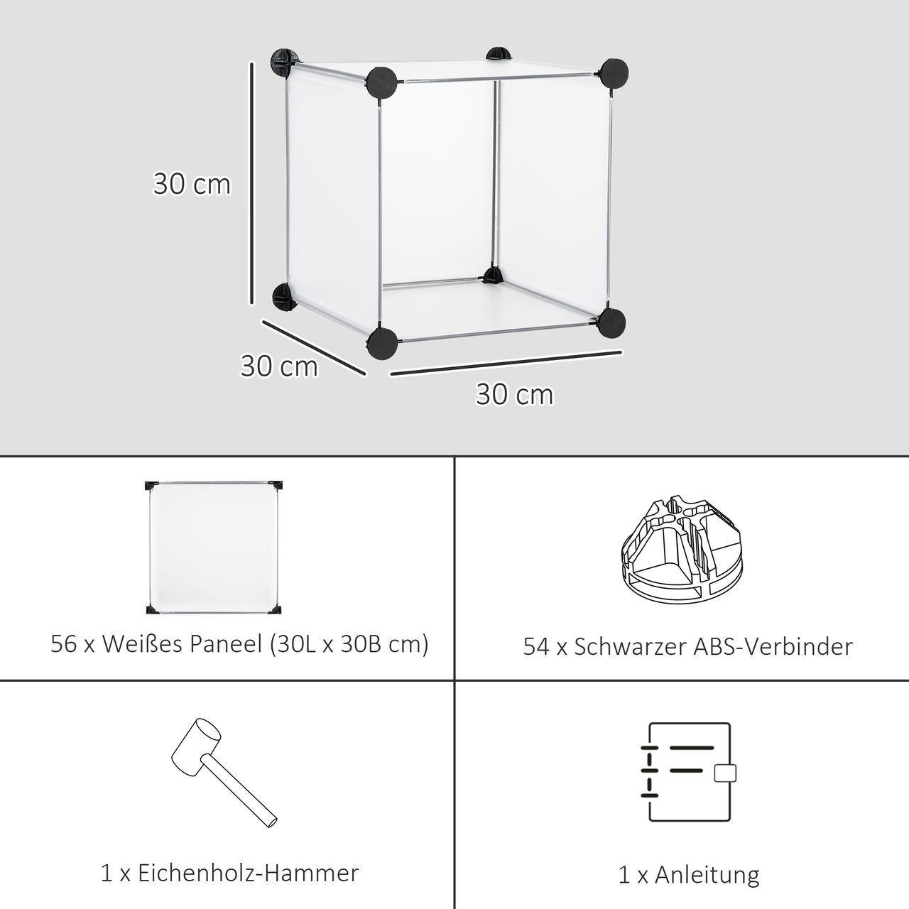 HOMCOM DIY Würfel Regalsystem 16 Würfeln Standregal 125 x 32 x 125 cm