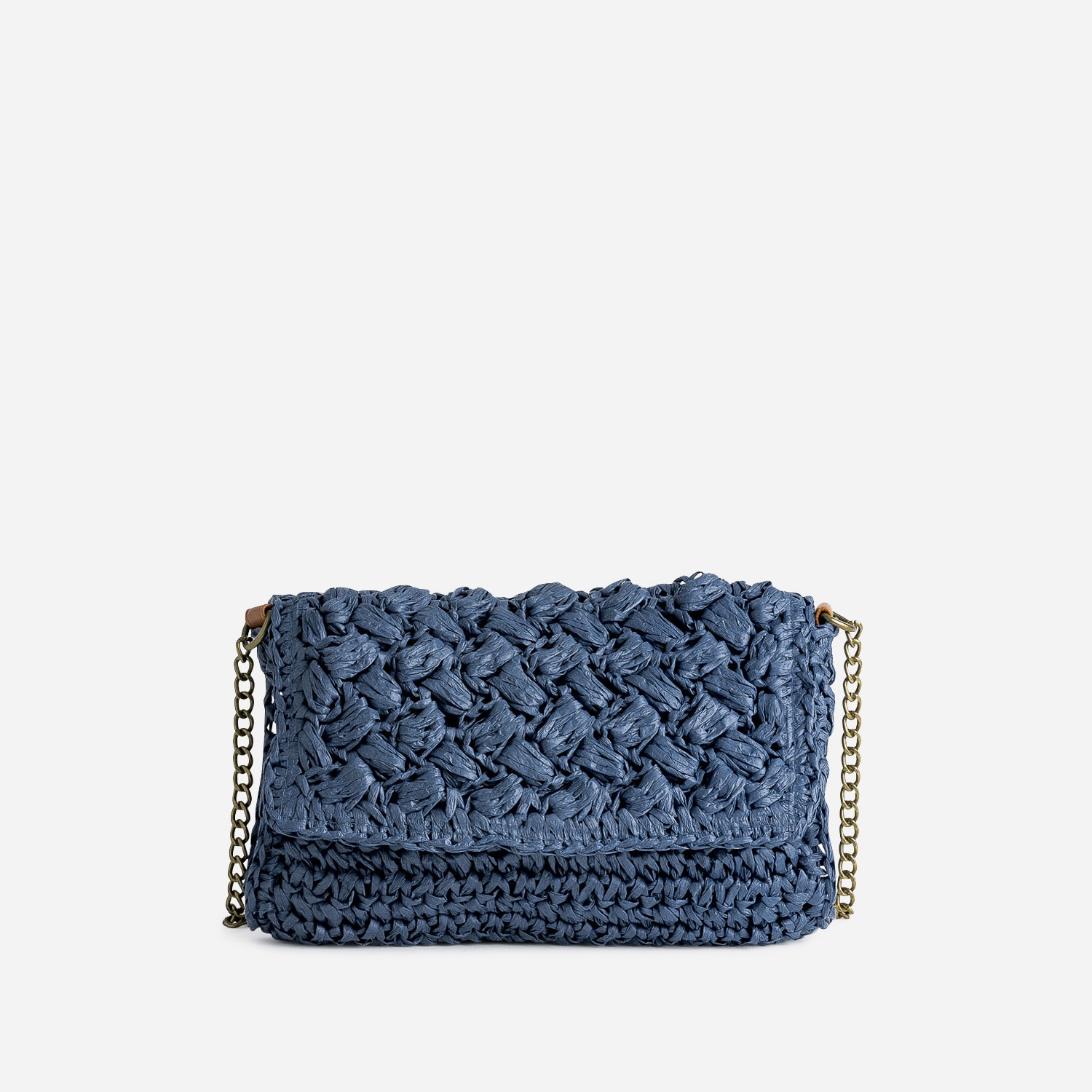 Sac pochette marine papier tressé