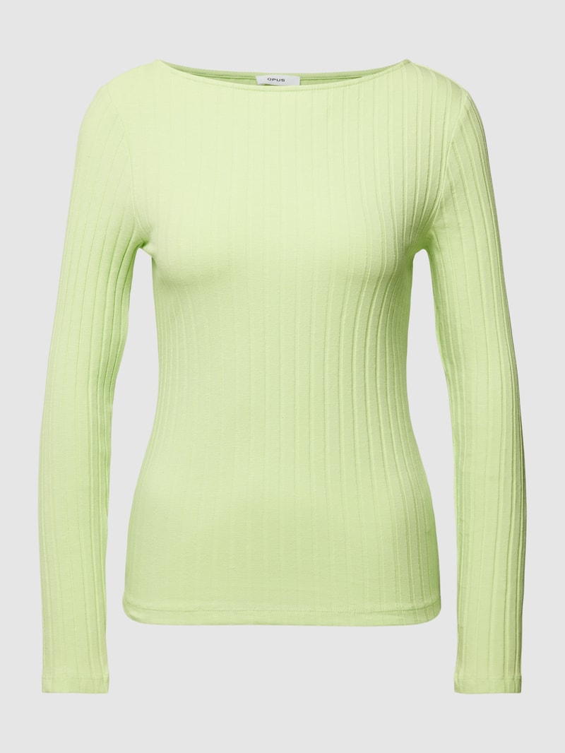 Longsleeve mit U-Boot-Ausschnitt Modell 'Sovke' in hellgrün