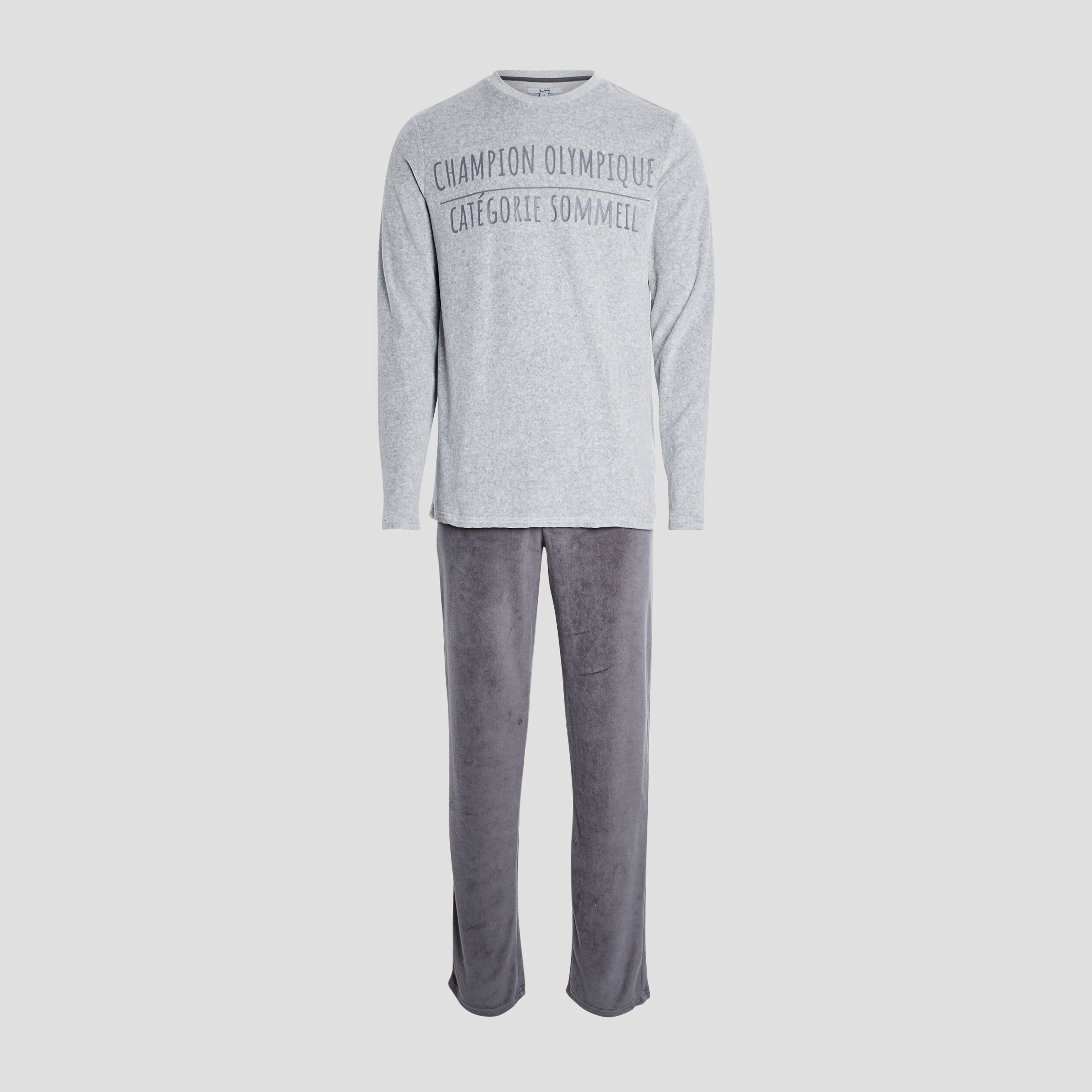 Ensemble pyjama 2 pièces gris homme | La Halle