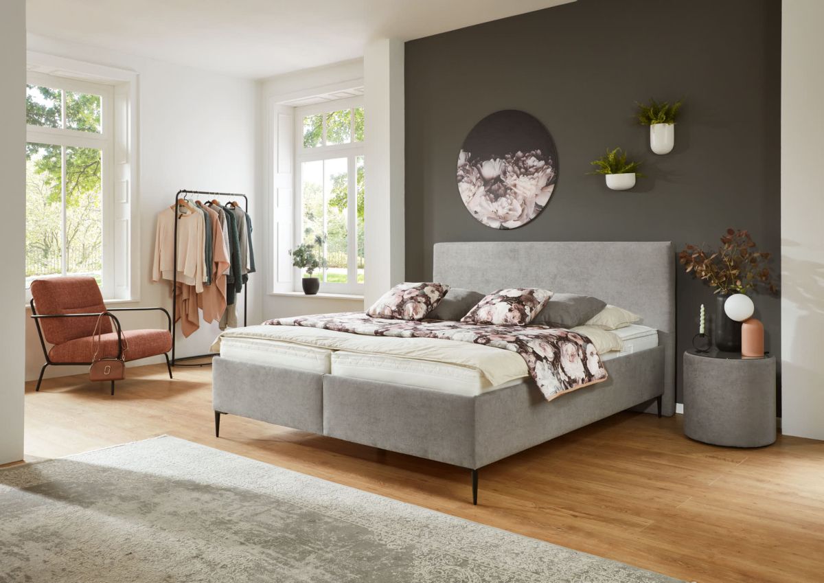 Oschmann Polsterbett Dreamplace mit Bettkasten Grau 180 x 200 cm