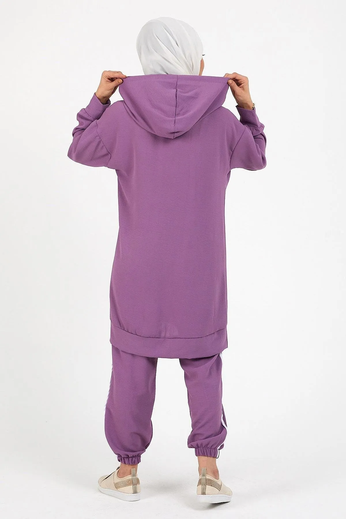 Modamihram  Taschendetaillierter Aerobin-Anzug Flieder 12228