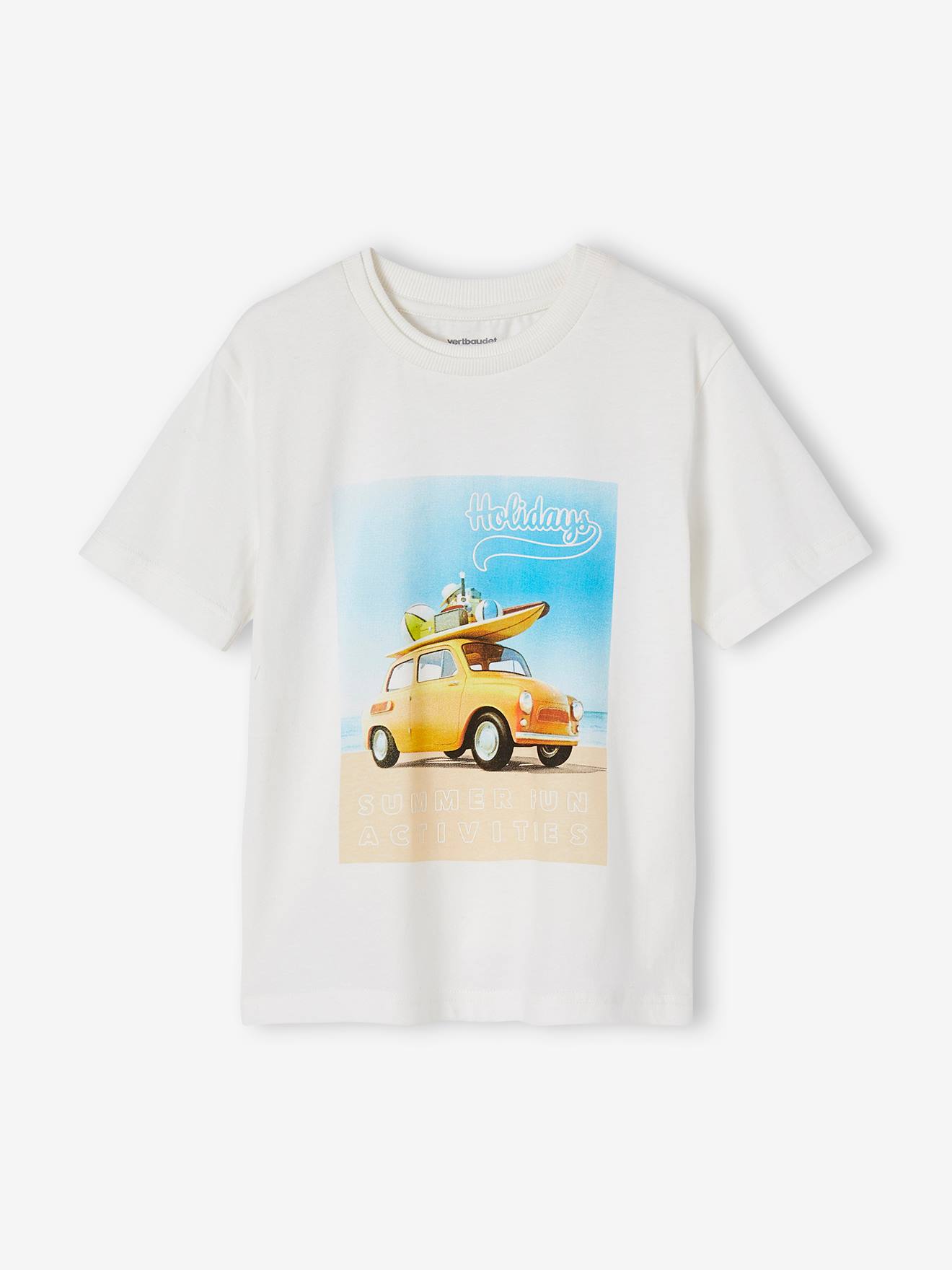 Tee-shirt photoprint voiture garçon inscription en encre gonflante blanc