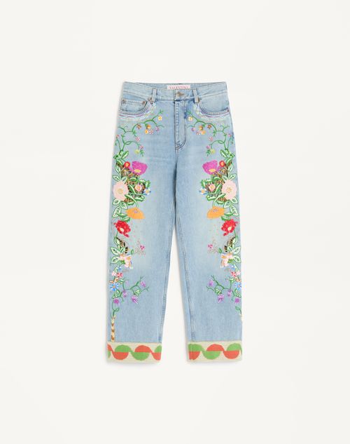 Geborduurde denim broek
