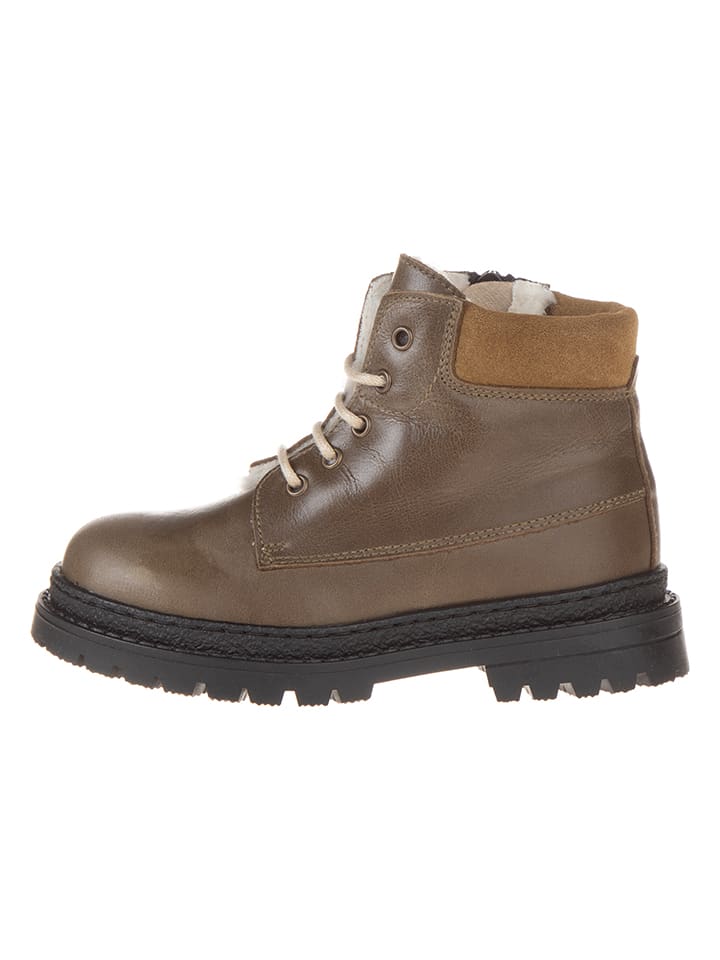 POM POM Leder-Winterboots in Khaki günstig kaufen