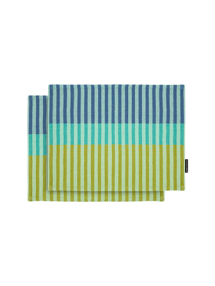 Remember 2er-Set: Tischsets ''Hugo'' in Blau/ Türkis/ Oliv - (L)43,5 x (B)32 cm günstig kaufen onesize
