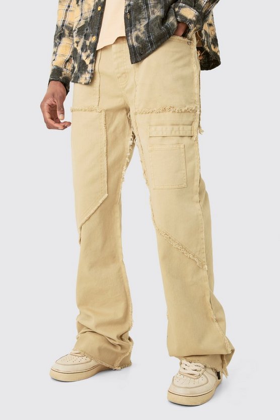 Tall lockere Twill-Schlaghose mit rohem Saum