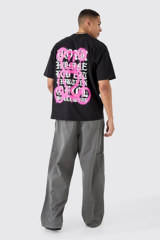 Oversize T-Shirt mit Gothic Graffiti Teddy Print