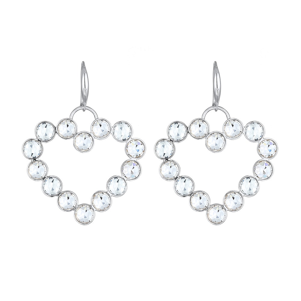 Nenalina Nenalina Boucles d'Oreilles Femmes pendentif d'oreilles cœur avec cristaux en arg Boucles d'oreilles