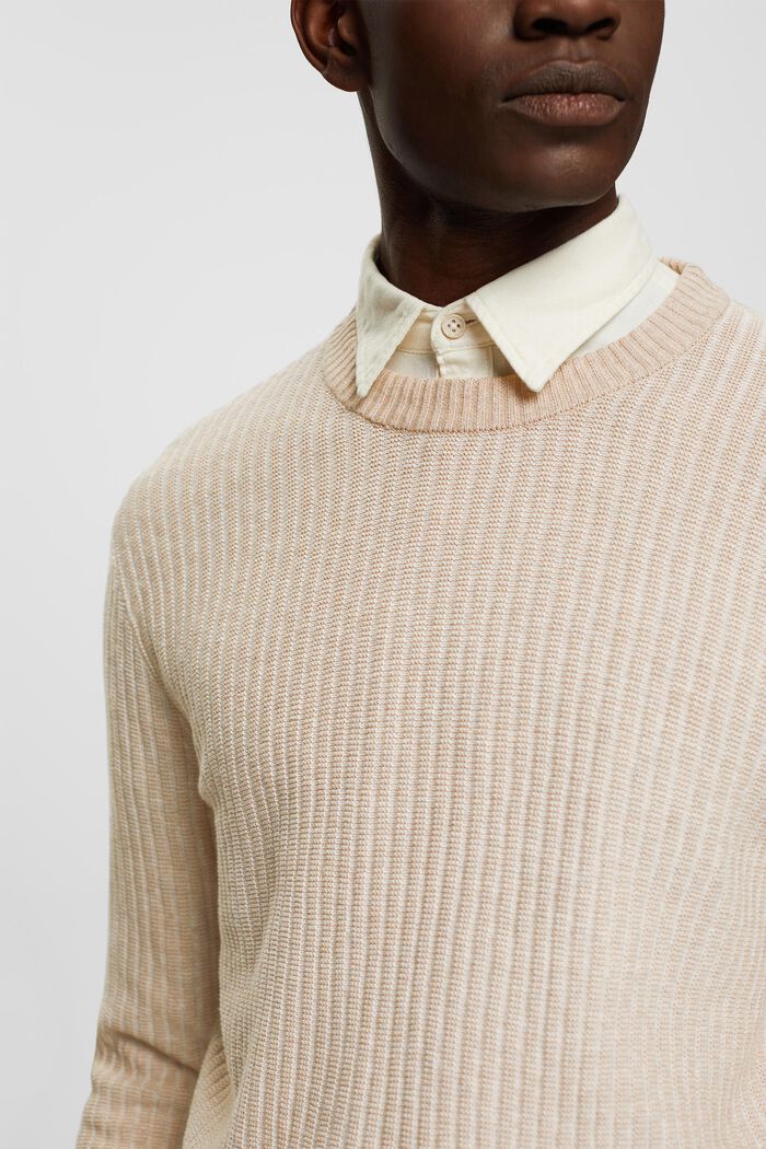 Rippstrickpullover im Zweifarben-Look