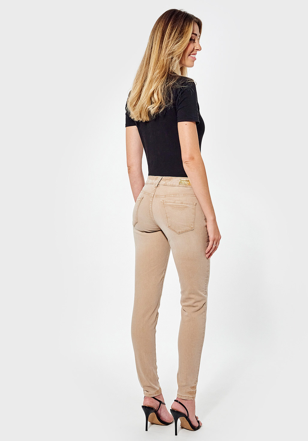 LISE  Jean slim beige Femme fantaisie