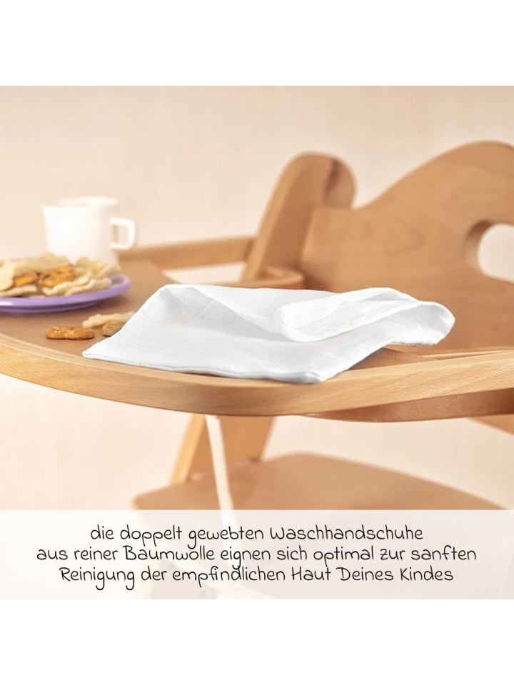 Makian Mull-Waschhandschuh 10er Pack - Weiß in weiss günstig kaufen onesize