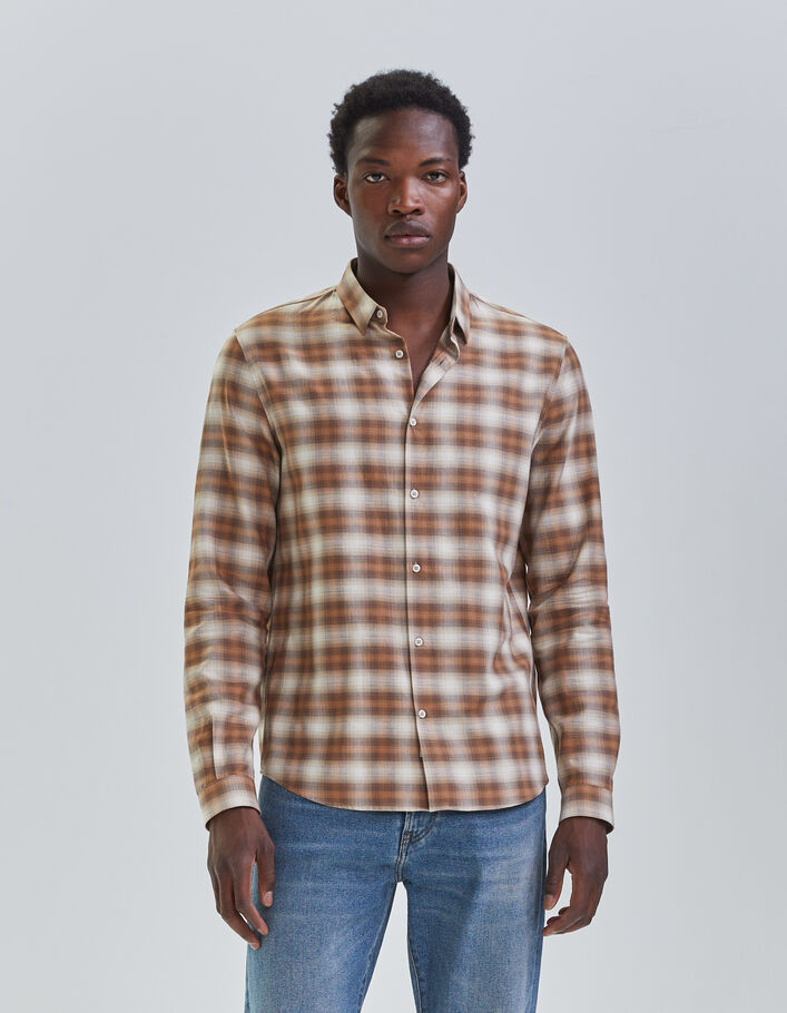 Chemise REGULAR camel motif carreaux Homme
