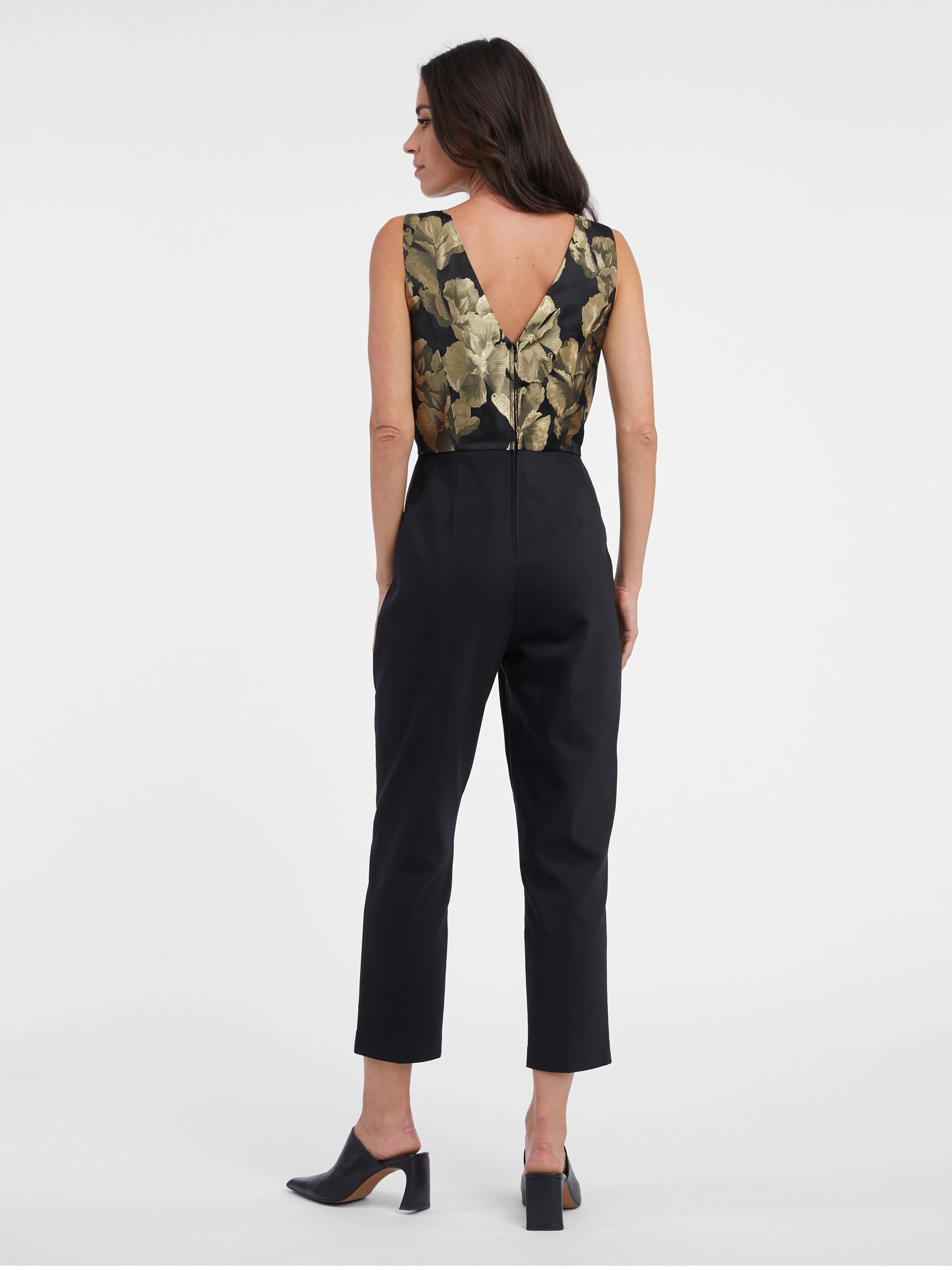 Gold-schwarzer Damen-Blumen-Jumpsuit ORSAY
