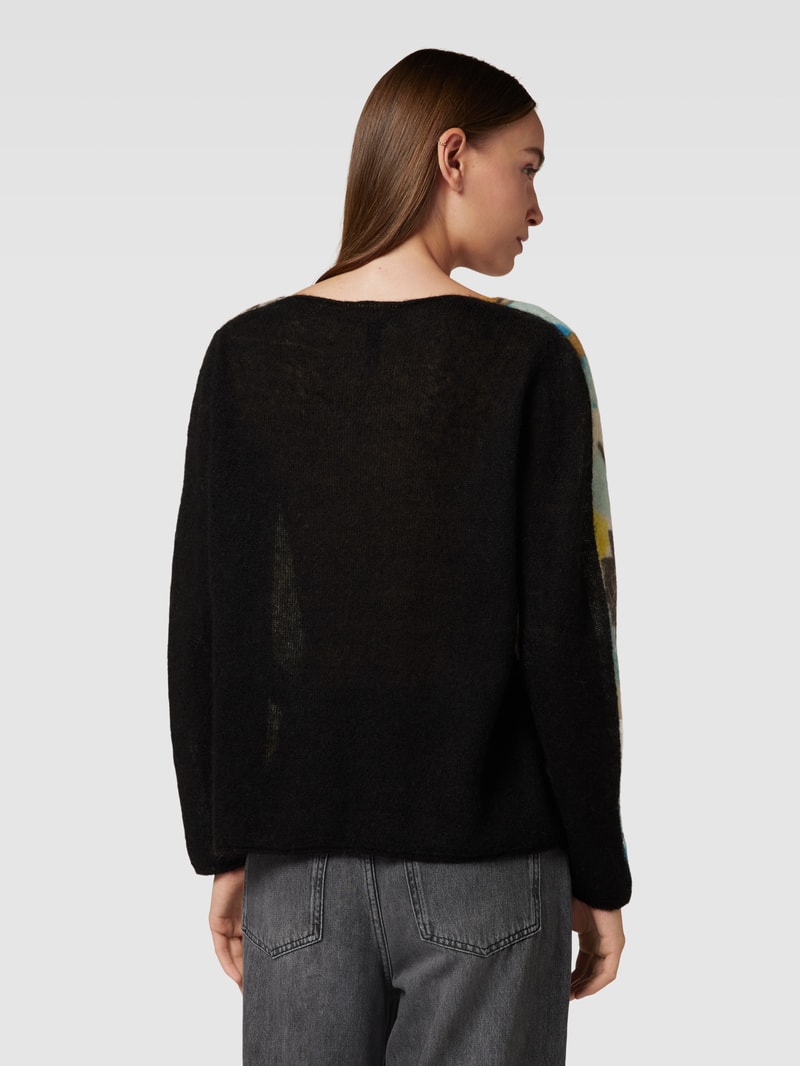 Strickpullover mit Allover-Motiv-Print in petrol