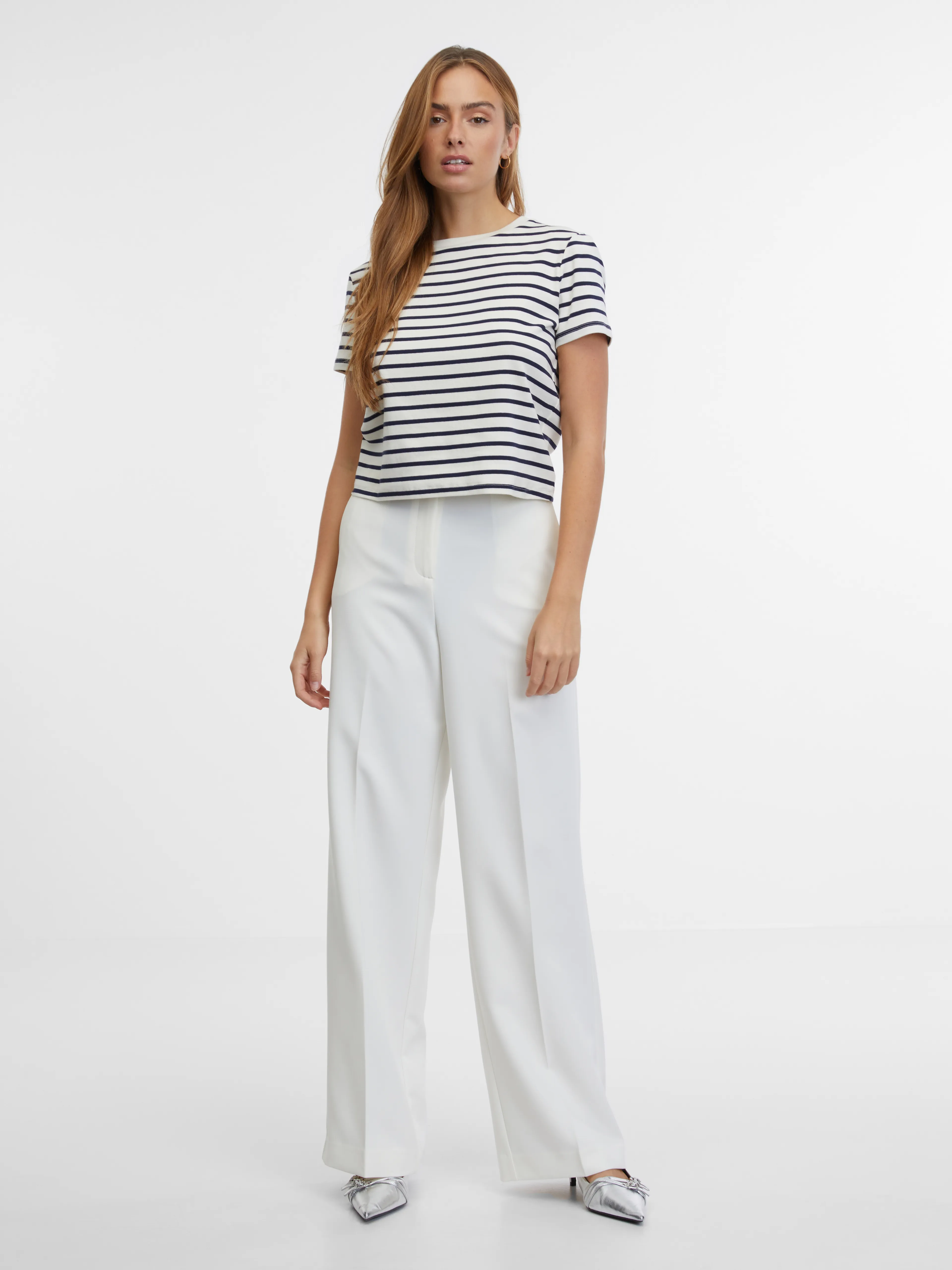 Blau und creme gestreiftes Damen-T-Shirt ORSAY