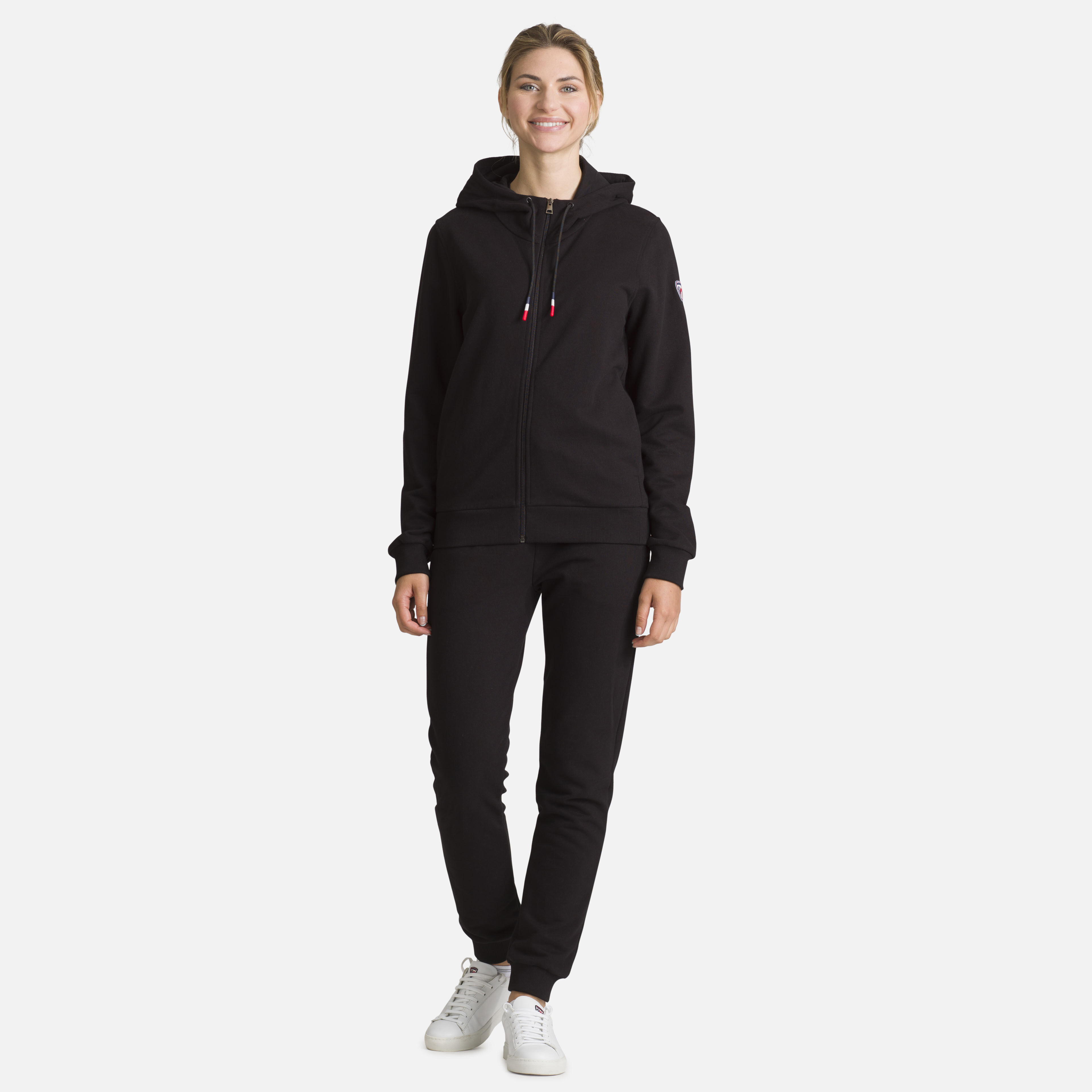 Sweat en coton à capuche zippé Logo Femme