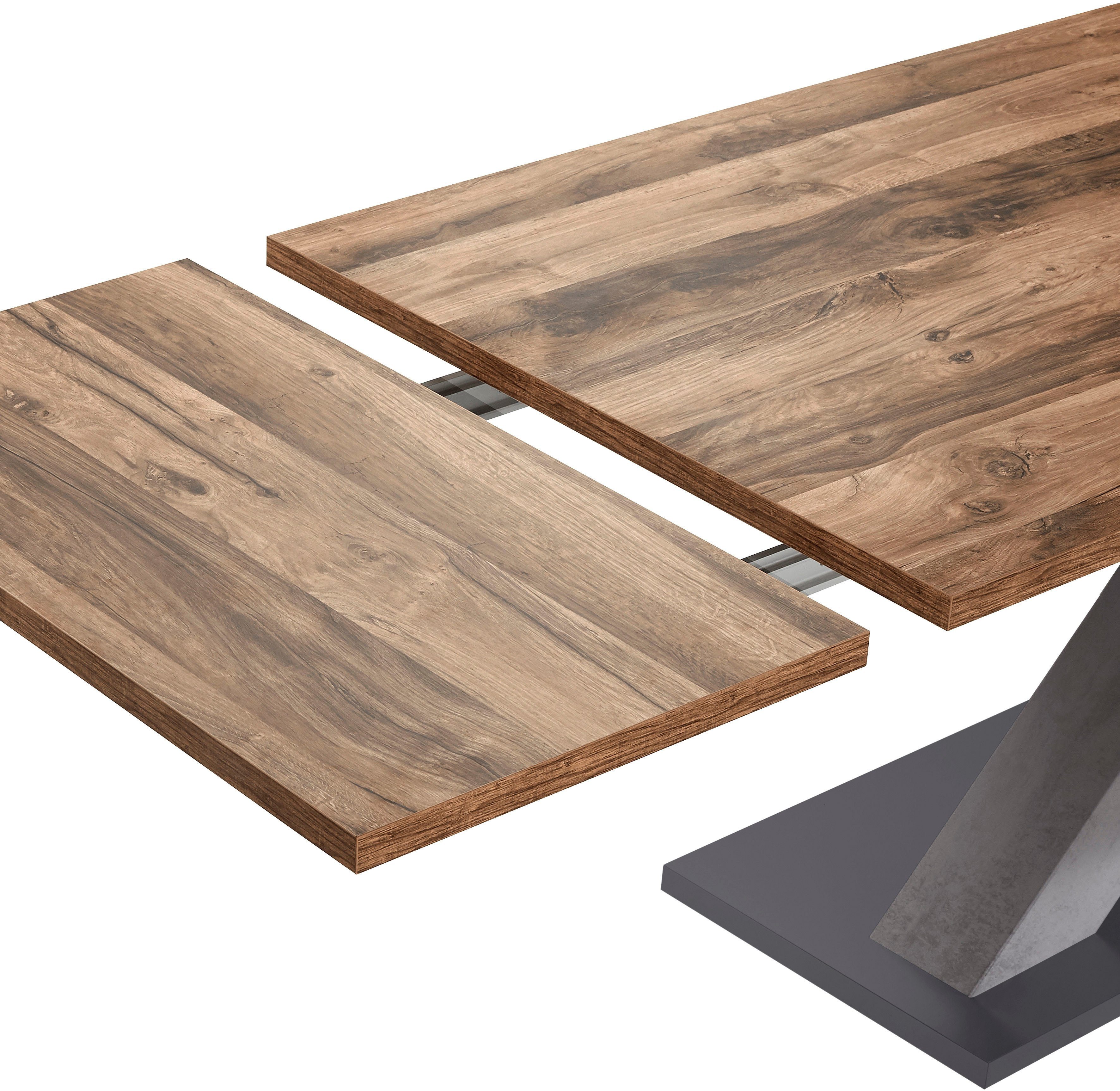 Mäusbacher Esstisch Komfort C, mit X-Gestell in graphit und mit Auszugsfunktion, Breite 180-280 cm