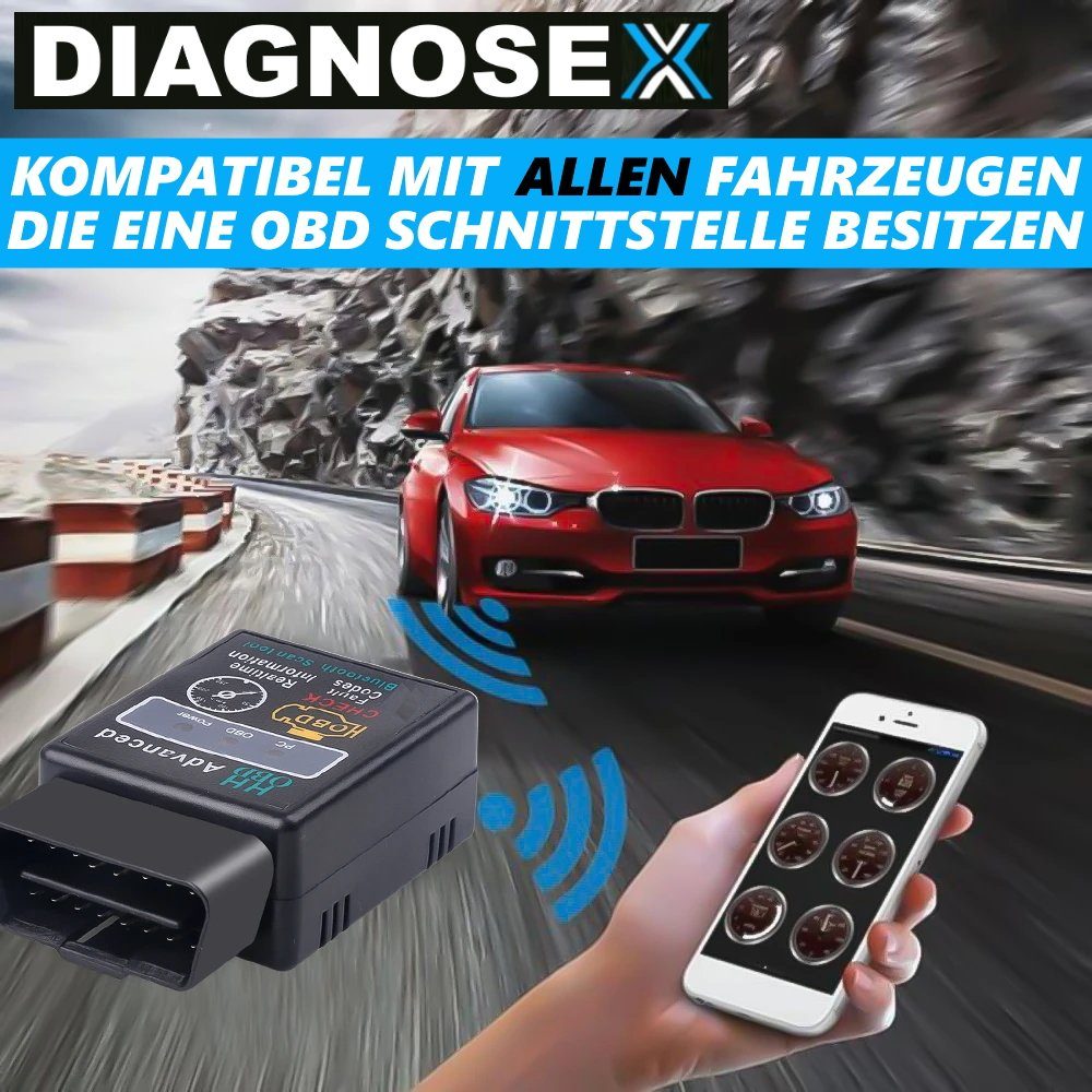 MAVURA OBD2-Diagnosegerät DIAGNOSEX OBD2 Diagnosegerät Bluetooth Autoscan Auslesegerät, Tiefen Diagnose Gerät KFZ Auto Adapter Android Handy PC