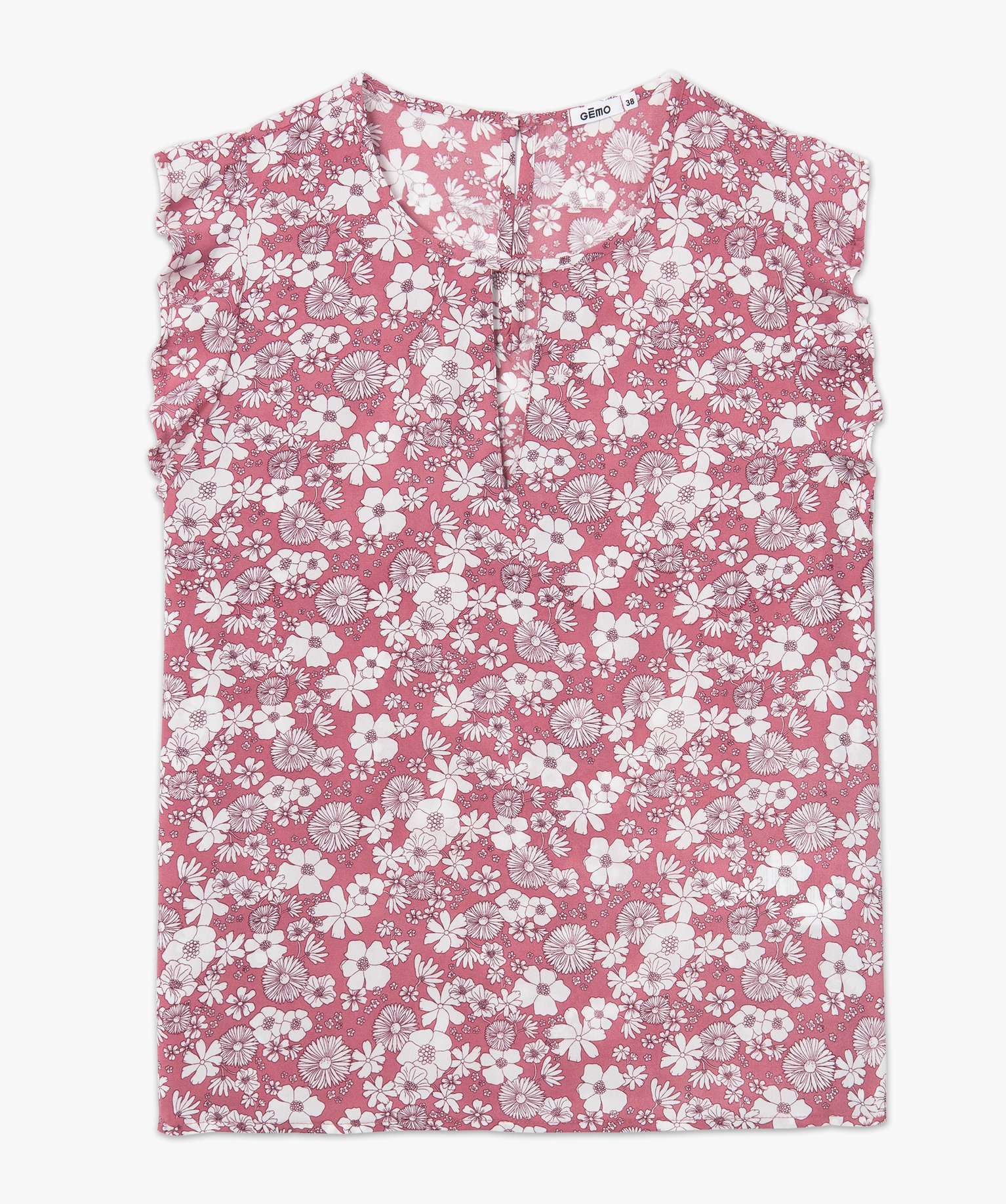 Blouse femme fleurie sans manches avec fente sur le décolleté imprime | GEMO