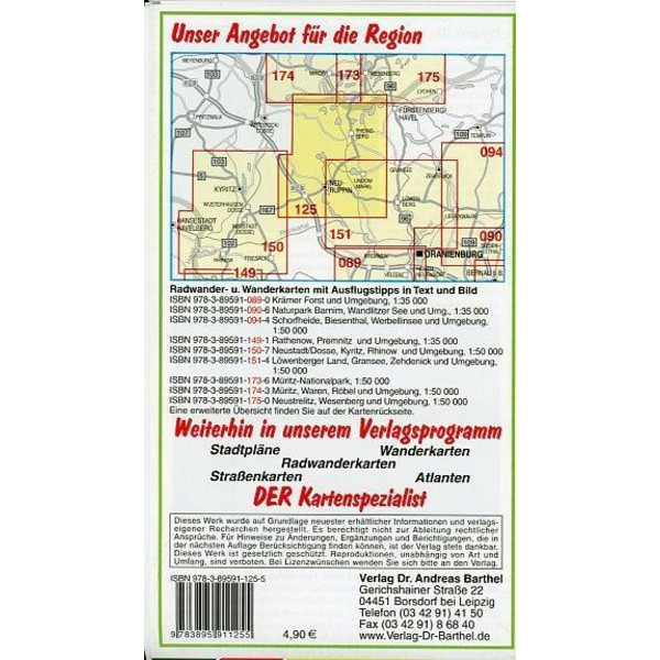 Rheinsberg, Neuruppin, Ruppiner Schweiz und Umgebung - Wanderkarte