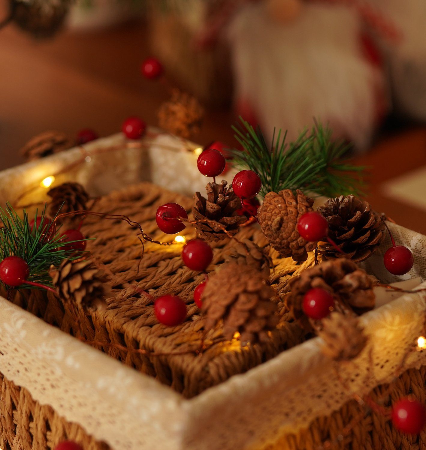 KAHOO Christbaumschmuck Lichterkette, 2M 20LEDs warmweiß, Weihnachtsdeko