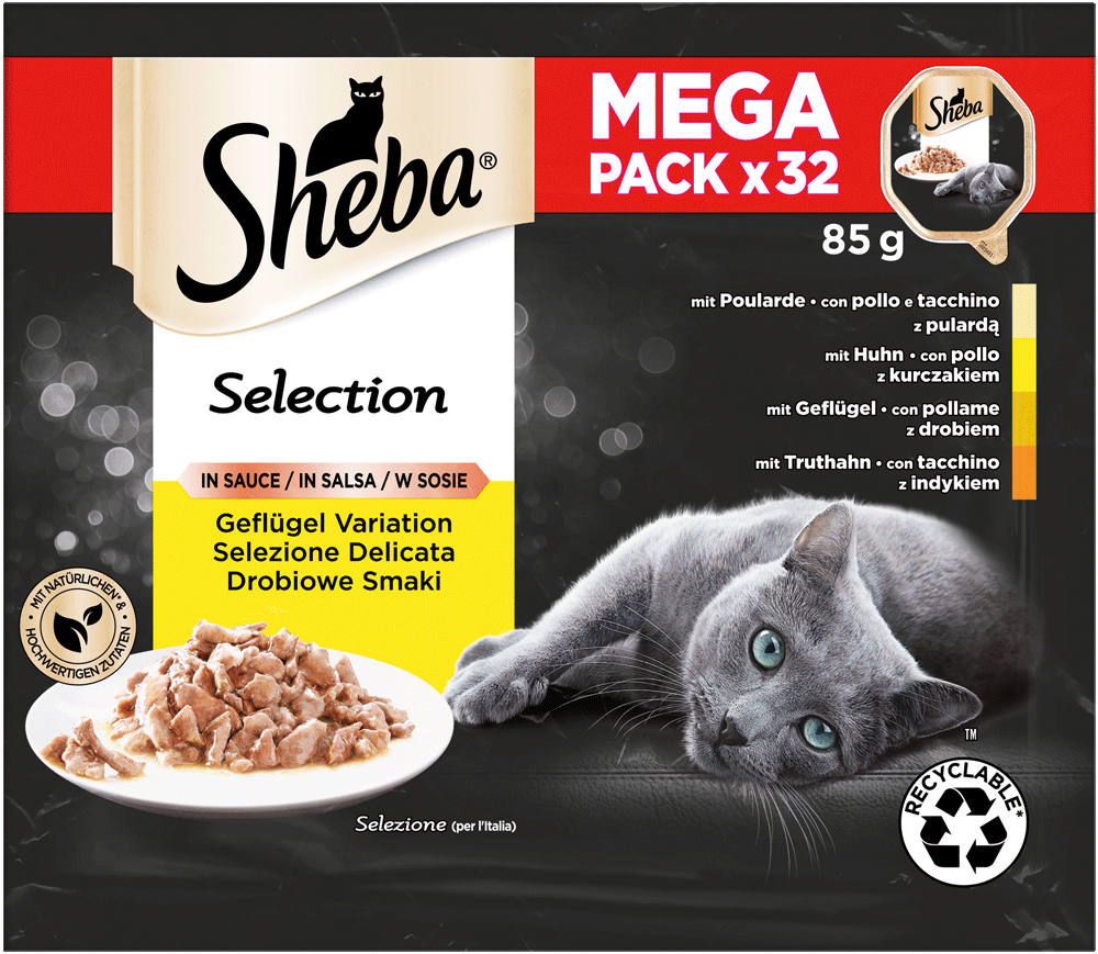Sheba Schale Mega Pack Selection in Sauce Geflügel Variation 32 x 85g
