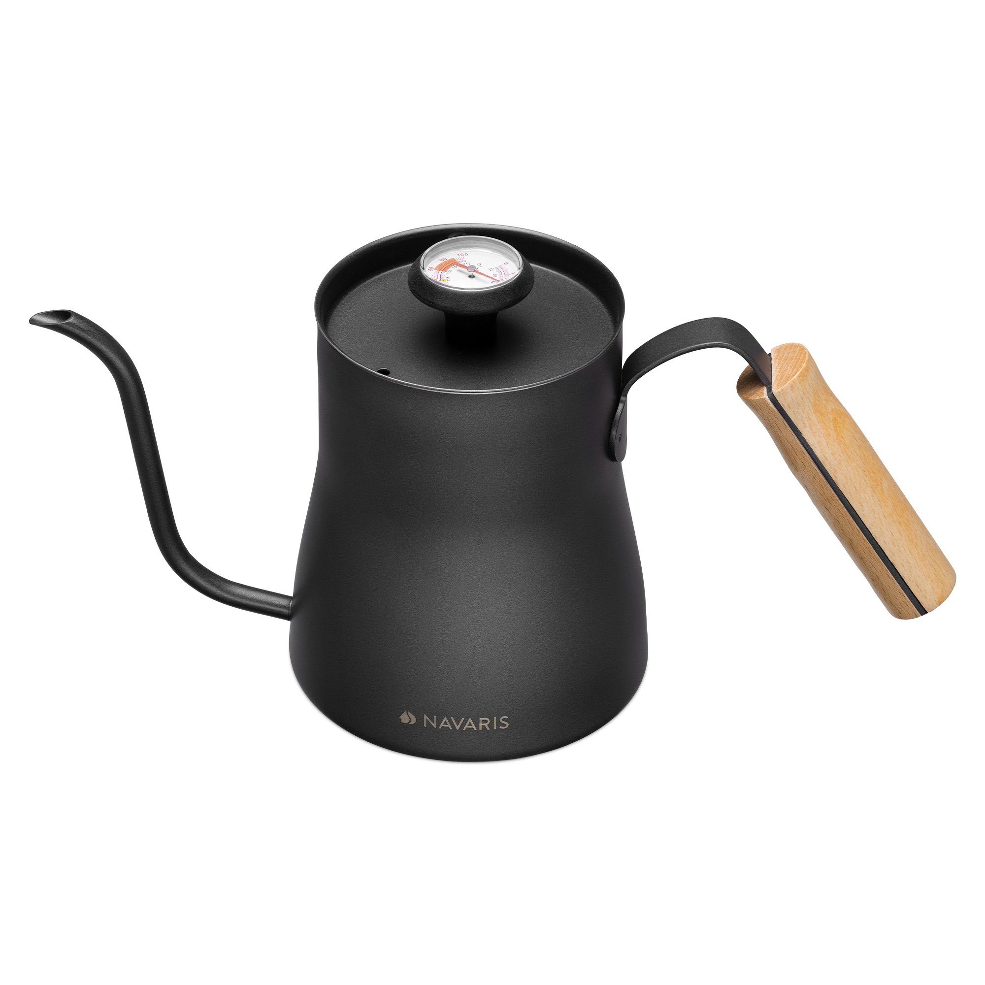 Navaris Wasserkessel Wasserkocher Wasserkessel - 1l Schwanenhals Kessel inkl. Thermometer