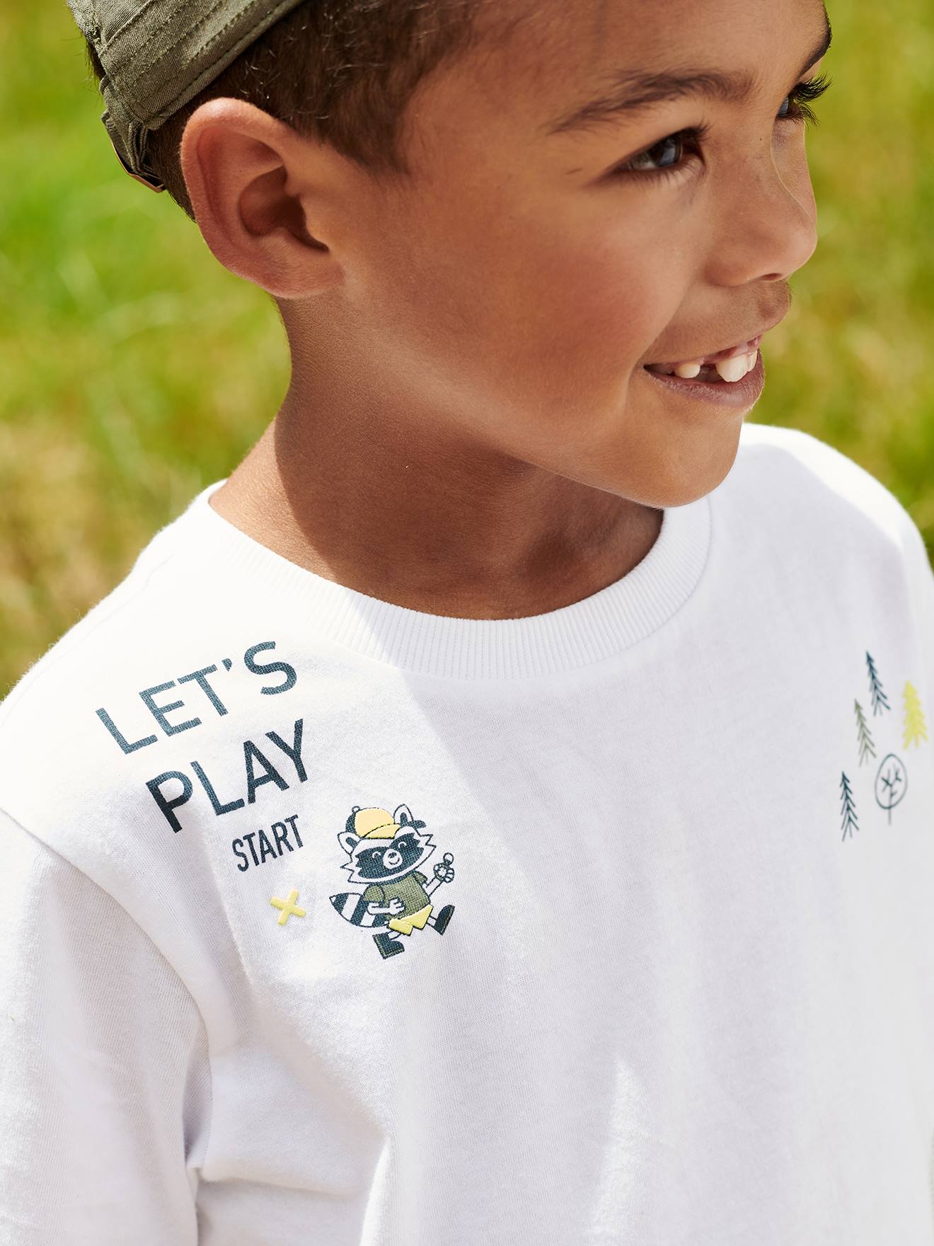 T-shirt ludique interactif géocaching garçon blanc
