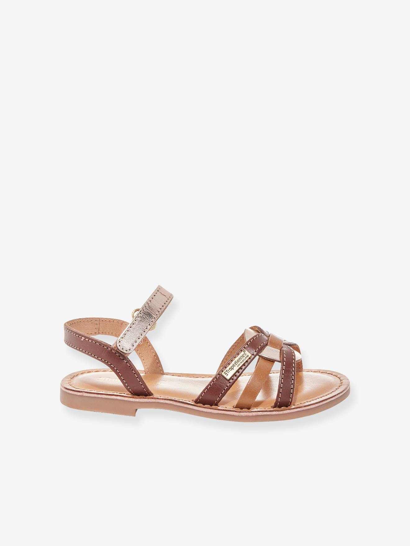 Sandales cuir enfant Badalia LES TROPEZIENNES® PAR M. BELARBI beige imprimé