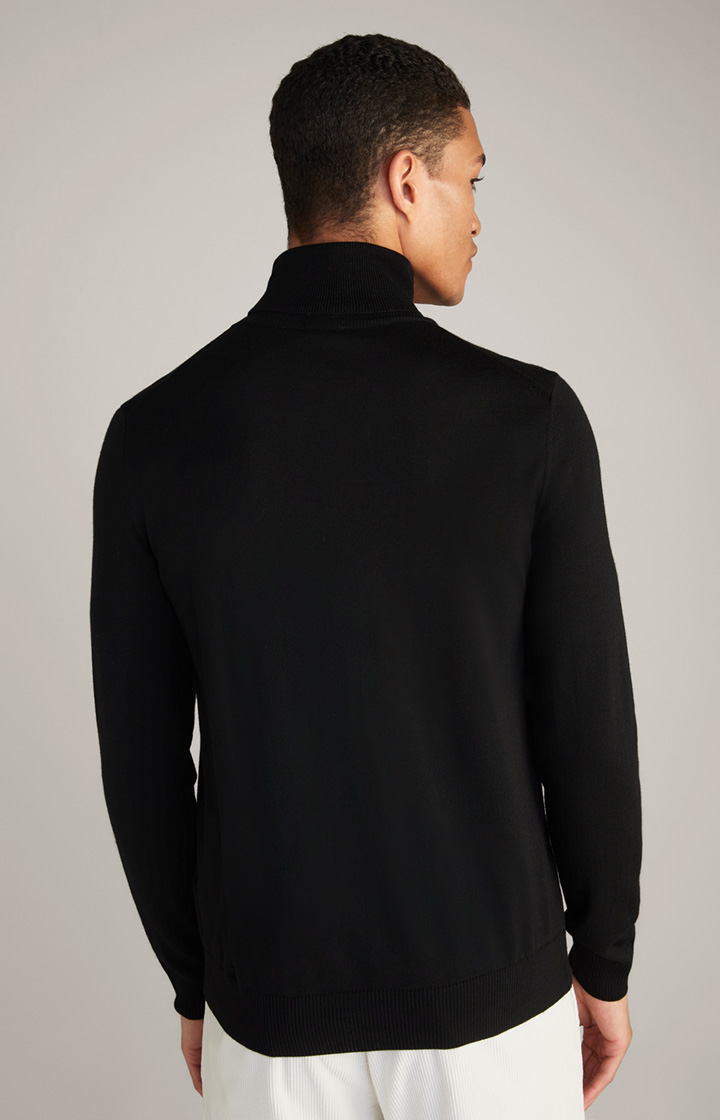 Merinowoll-Rollkragenpullover Donte in Schwarz