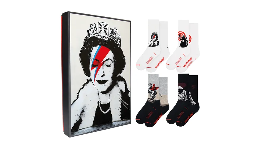 MuseARTa Unisex Socken The world's most famous Graffiti - Lizzie Stardust Geschenkpackung Black