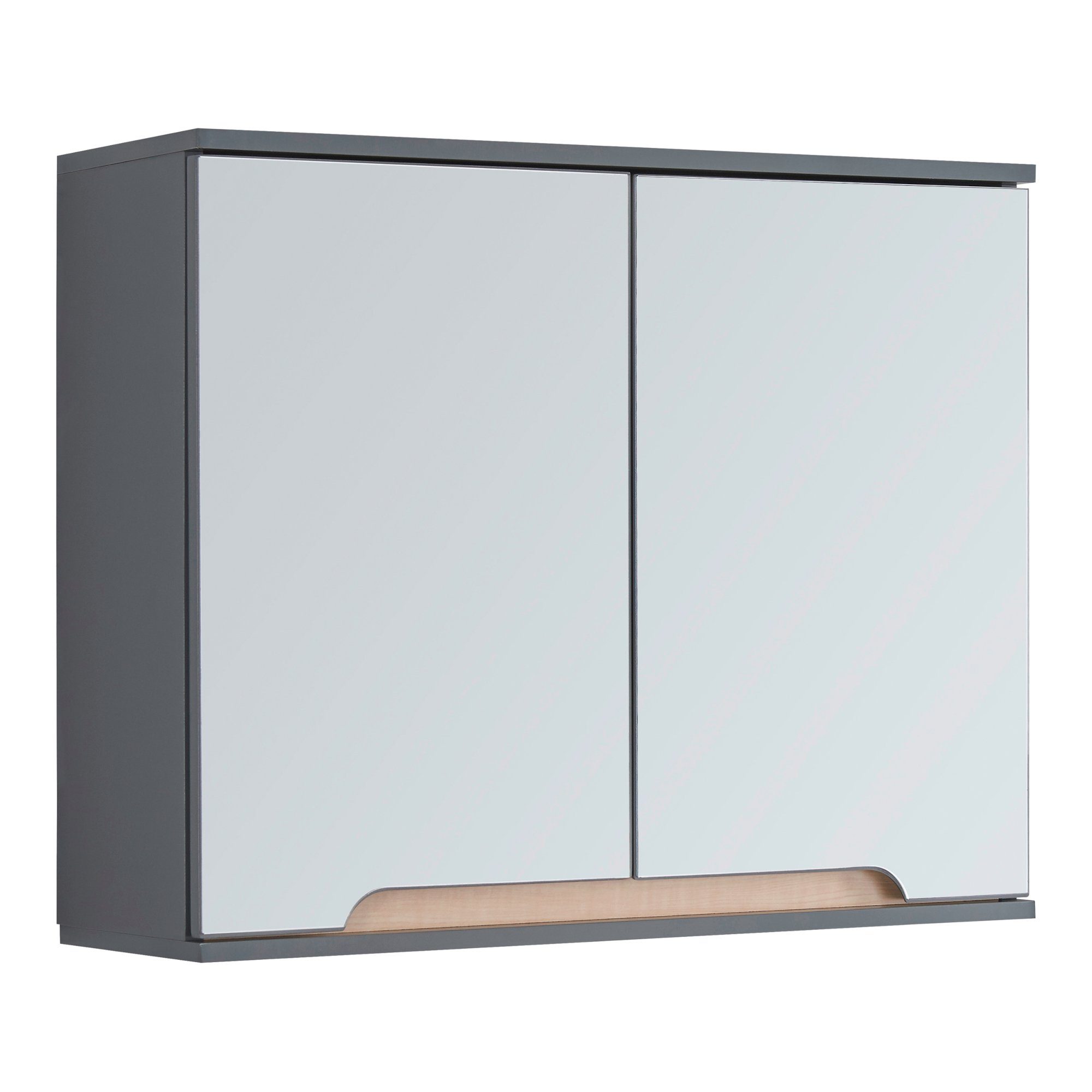 en.casa Spiegelschrank Gescher Badezimmerschrank 50x60x20 cm Grau / Holzfarben