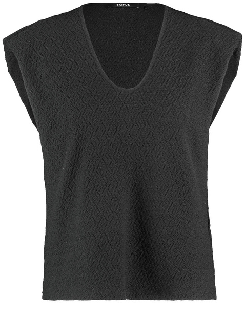 Struktur-Shirt mit Schulterpolstern