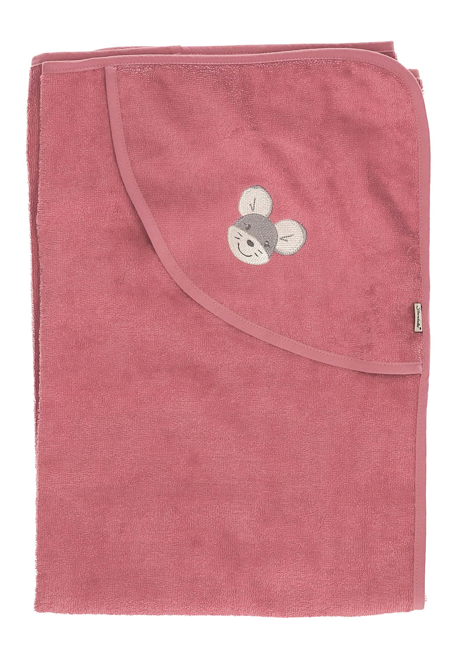 GOTS Badetuch 100x100 Maus Mabel aus Frottee, Rosa