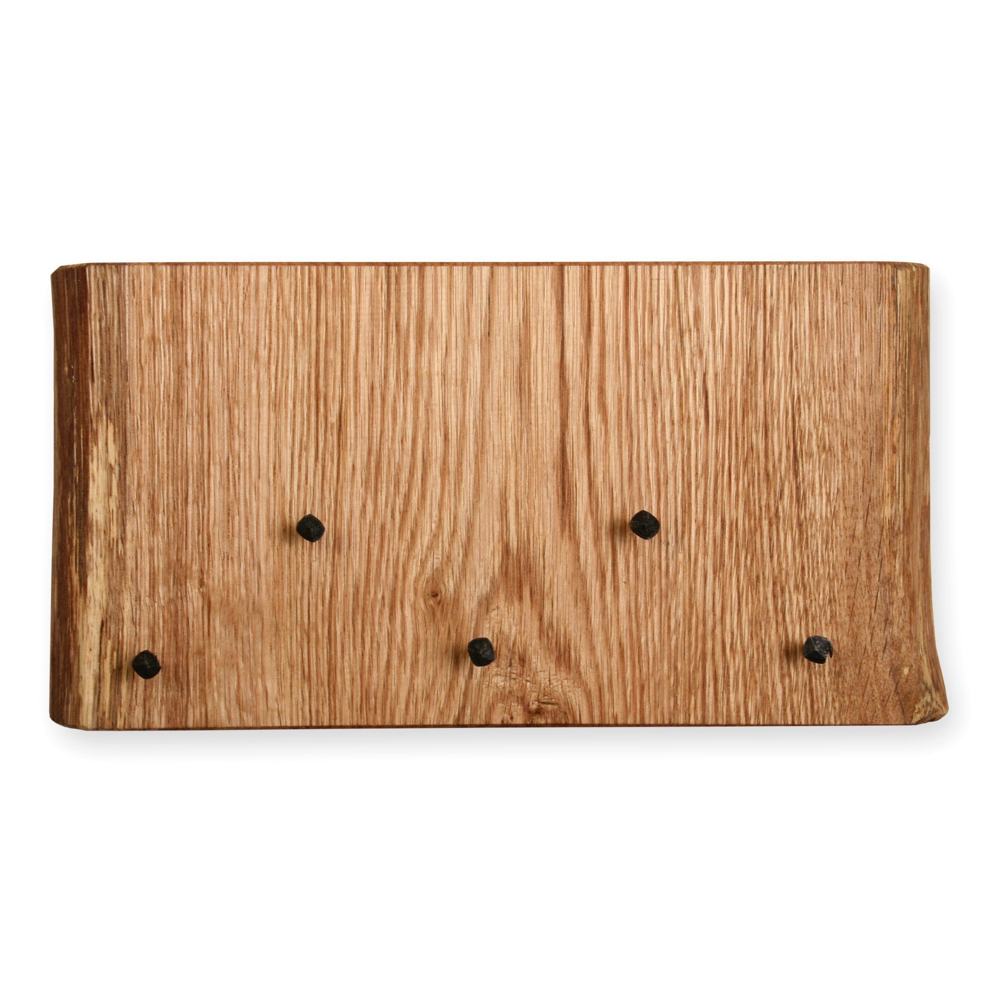 Kreative Feder Schlüsselbrett Schlüsselbrett Eiche aus geräuchertem Eichenholz, mit 5 Schlüssel-Haken – Schlüsselboard aus hochwertigem Echtholz mit stylischen Eisennägeln