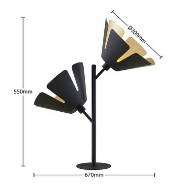 Lucande Tischleuchte Jemmily, Leuchtmittel nicht inklusive, Design, Stahl, Aluminium, Schwarz, gold, 2 flammig, E14, Designer