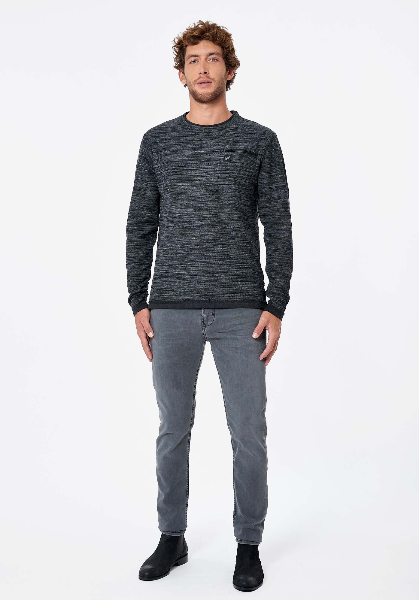 PAO    T-shirt gris chiné Homme