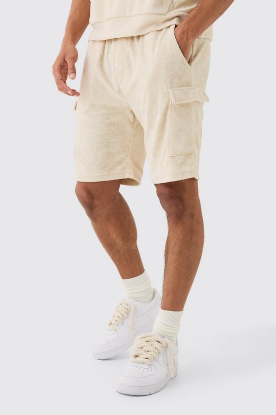 Lockere Frottee Cargo-Shorts