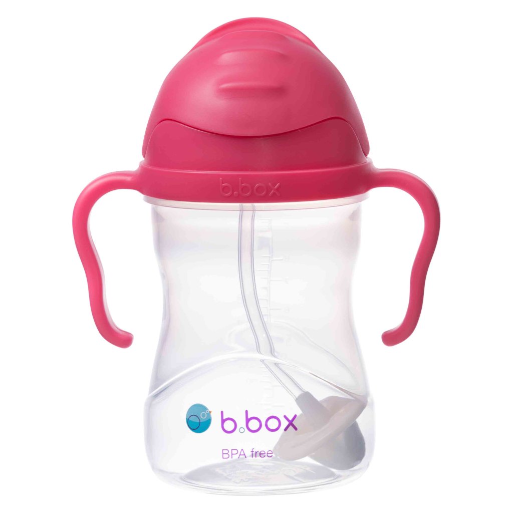 b.box Trinklernflasche mit dynamischen Strohhalm 240 ml – Himbeere