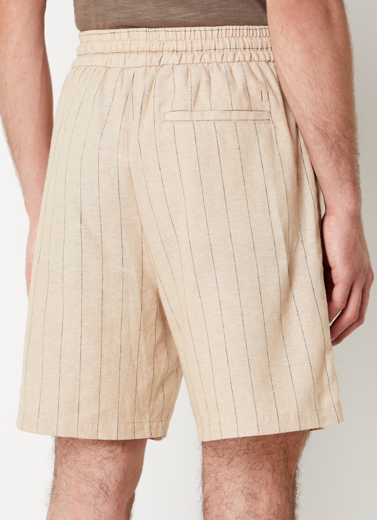 Les Deux Otto - pantaloni scurți drepți din amestec de in, cu buzunare laterale