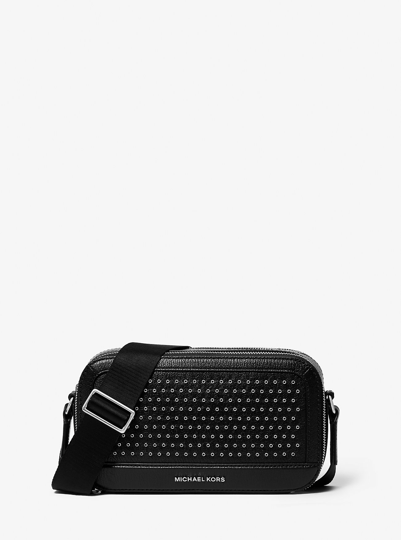 Hudson Grommeted Leather Skulderveske - SVART