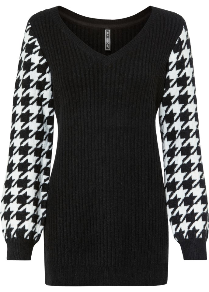 Pullover mit gemusterten Ärmeln