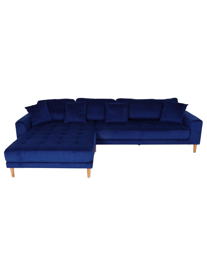 MCW Ecksofa 3-Sitzer J54, Samt blau günstig kaufen onesize