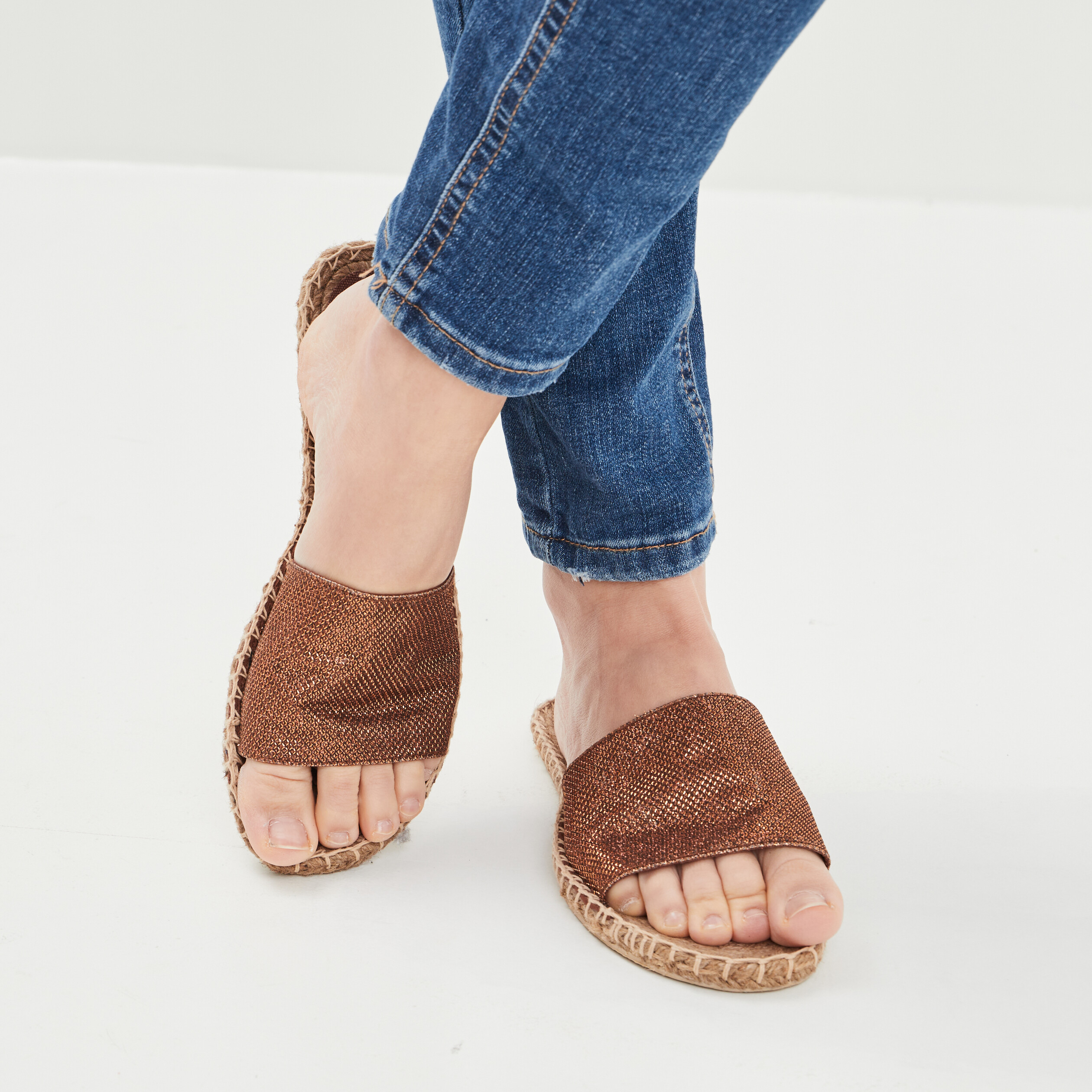 Mules détails cordes couleur or femme | La Halle