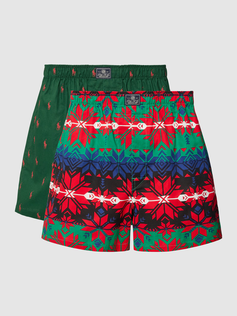 Boxershorts mit Label-Patch im 2er-Pack in dunkelgrün