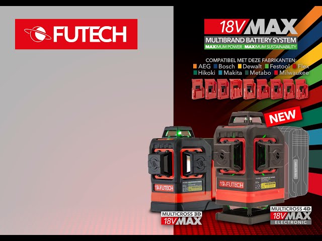Futech 036.4DE MC4DE 18V MAX 4D trådløs krysslinjelaser ekskl. batteri i etui