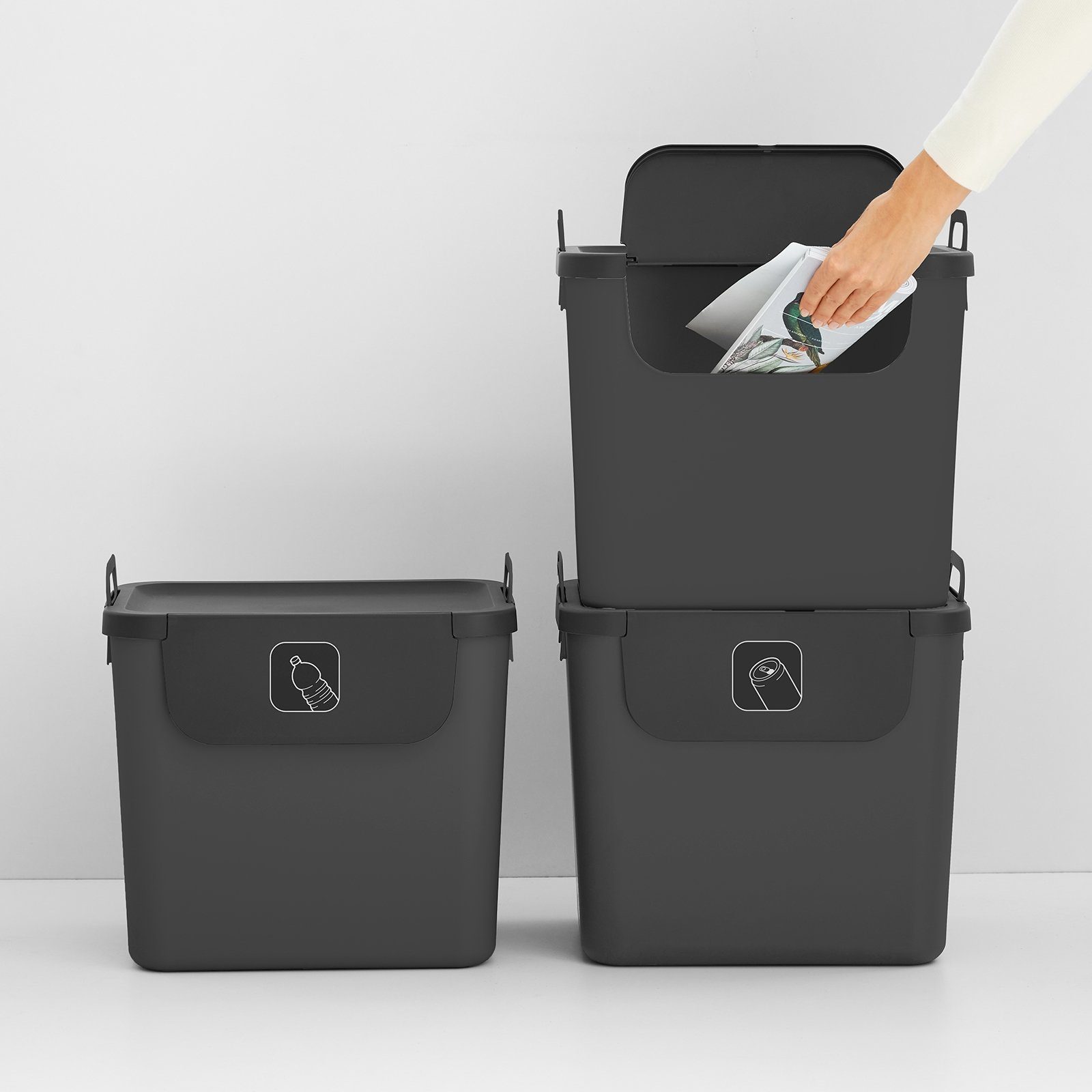 ROTHO Mülltrennsystem Jive Mülltrennsystem Set 3er-Set Mülltrennsystem 30l