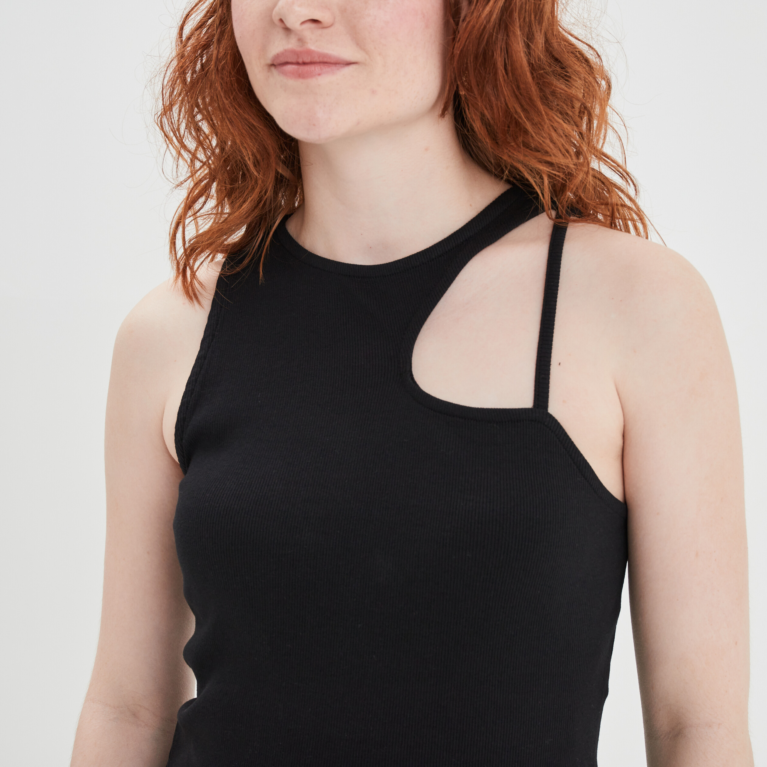 Débardeur maille découpe épaule Liberto noir femme | La Halle