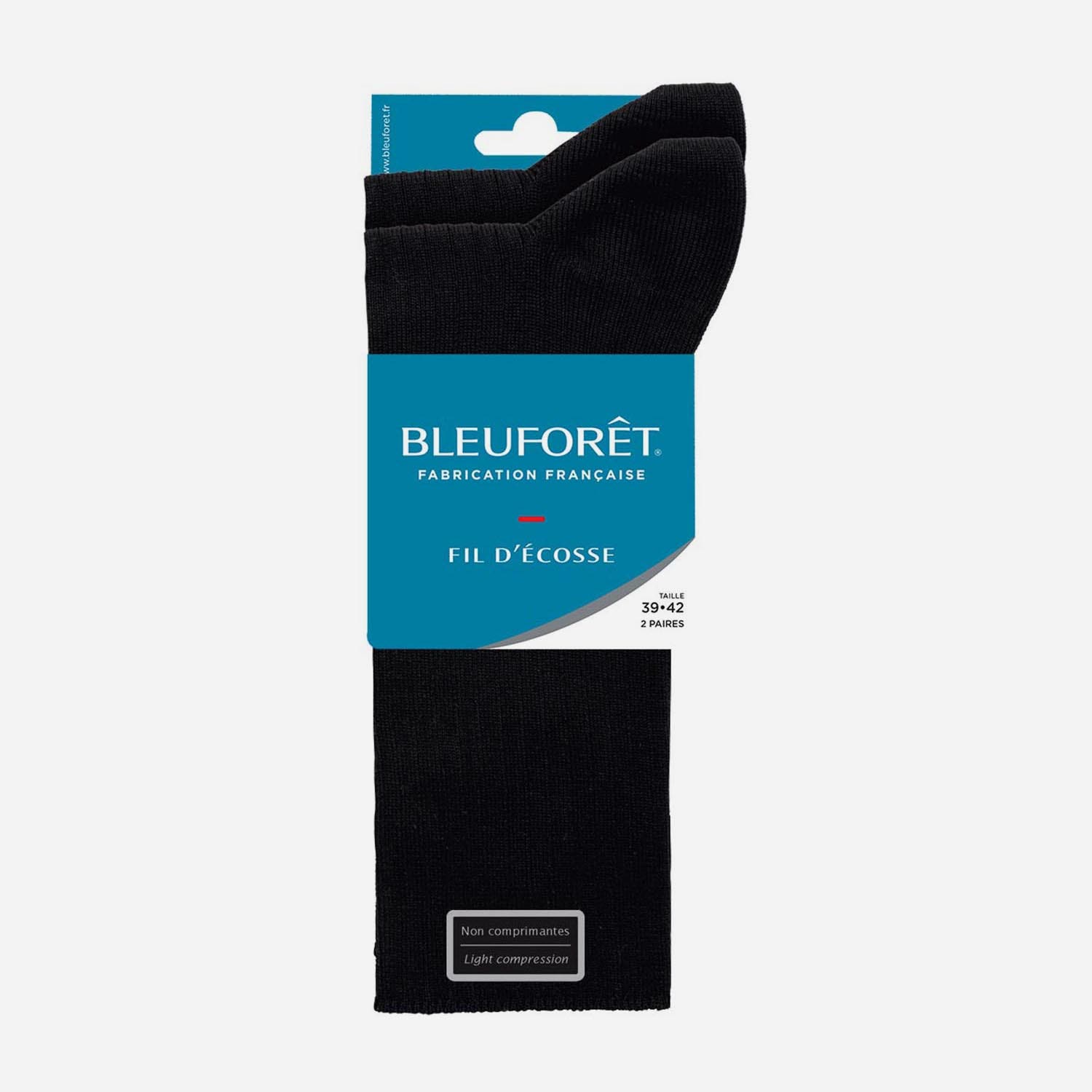 2 paires de chaussettes BLEUFORET noires côtelées Pointure 39-42